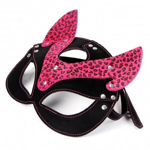 Маска кожаная с розовой вставкой "Pinky Kitty" / арт. 234-26