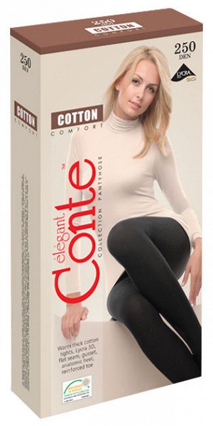 Cotton 250 колготки (Conte)  из хлопка с лайкрой, 3D размер 5, 6
