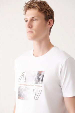 Мужская белая футболка оверсайз с круглым вырезом и принтом A31y1182 A31Y1182