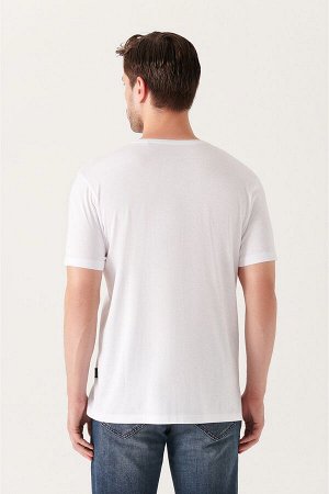 Белая ультрамягкая хлопковая базовая футболка с круглым вырезом E001171