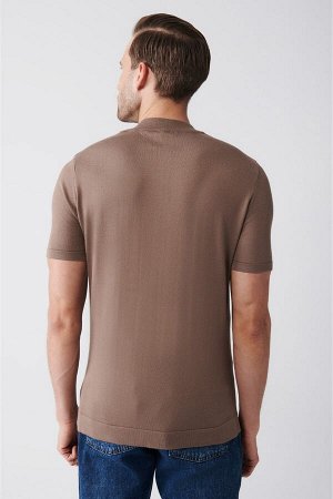 Мужская норковая трикотажная футболка с высоким круглым вырезом на молнии A31y5121 A31Y5121