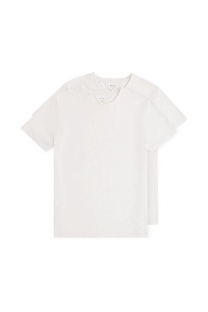 avva Белая приталенная базовая футболка из 100 % хлопка с двойным круглым вырезом E001012