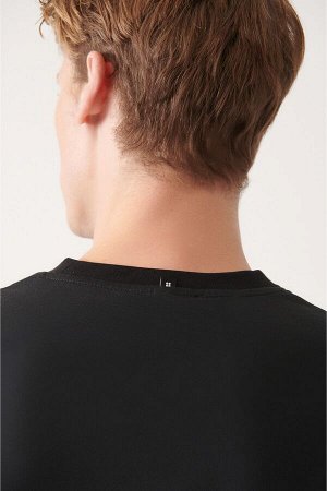 Мужская черная вязаная футболка с круглым вырезом и принтом A31y1154 A31Y1154