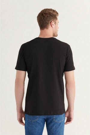 Черная облегающая базовая футболка из 2 предметов с круглым вырезом из 100 % хлопка E001011