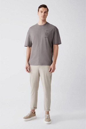 Мужская футболка большого размера антрацитового цвета с круглым вырезом и принтом A31y1178 A31Y1178