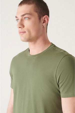 Базовая футболка цвета хаки с круглым вырезом из 100 % хлопка E001000