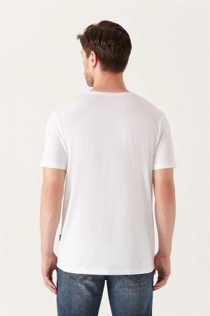 Белая однотонная модальная футболка Ultrasoft с V-образным вырезом E001173