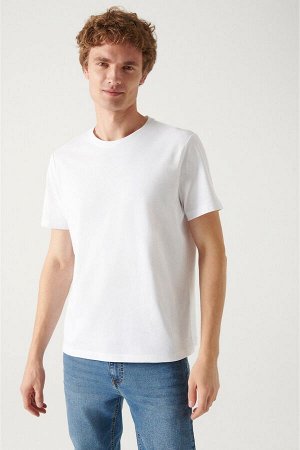 Черно-бело-темно-синяя облегающая базовая футболка с тройным круглым вырезом из 100 % хлопка E001010