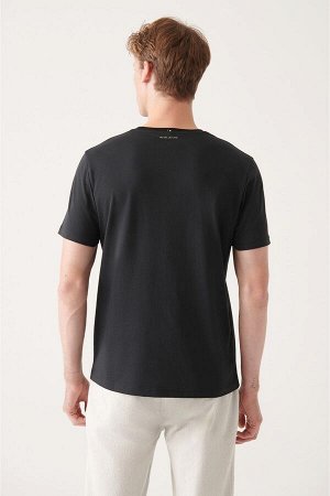 Мужская черная вязаная футболка с круглым вырезом и принтом A31y1153 A31Y1153