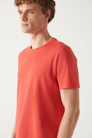 Красная базовая футболка из 100 % хлопка с круглым вырезом E001000