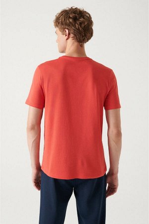 Красная базовая футболка из 100 % хлопка с круглым вырезом E001000