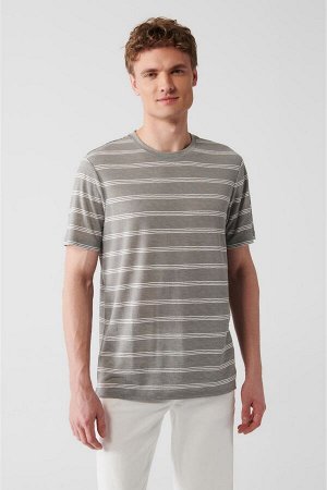Мужская футболка оверсайз в серо-белую полоску A31y1144 A31Y1144
