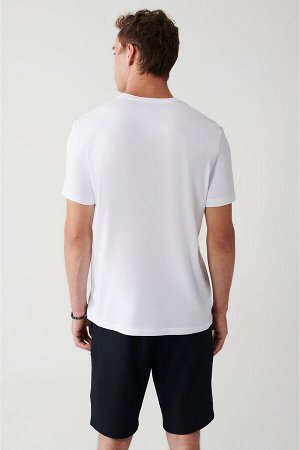 Мужская белая футболка оверсайз с круглым вырезом и принтом A31y1184 A31Y1184