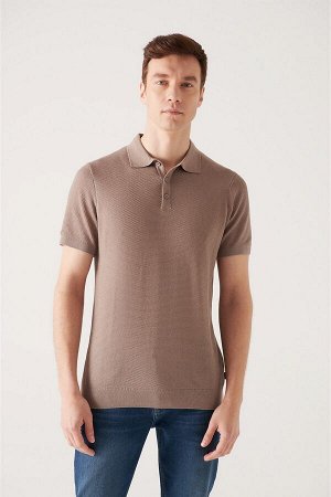 Мужская норковая футболка с вырезом поло и текстурированным базовым трикотажем B005009
