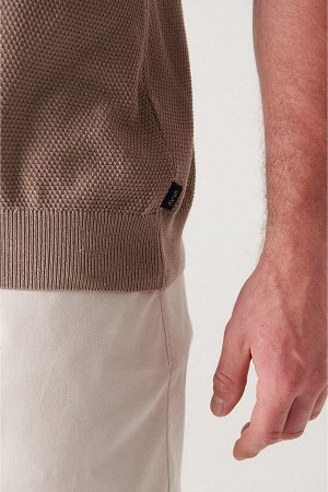 Текстурированная базовая трикотажная футболка из норки с круглым вырезом B005010