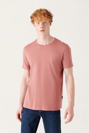 Ультрамягкая хлопковая базовая футболка Dried Rose с круглым вырезом E001171