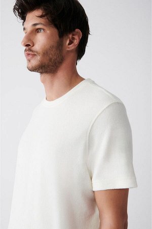 Мужская белая трикотажная футболка с круглым вырезом из 100% хлопка A31y1150 A31Y1150