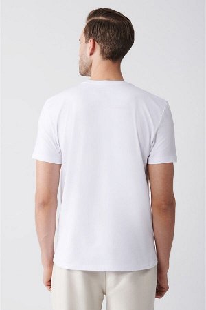 Мужская белая вязаная футболка с круглым вырезом и принтом A31y1153 A31Y1153