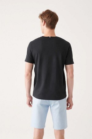 Мужская черная трикотажная футболка с круглым вырезом и принтом с тиснением A31y1151 A31Y1151