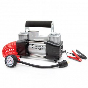 Компрессор воздушный AUTOPROFI, 75 л./мин., 12V/30A, 300W, шланг 5 м., шнур питания 3 м., питание от АКБ, клапан для регулир. давления, набор из 4-х переходников для надувн. изделий, переходники для н