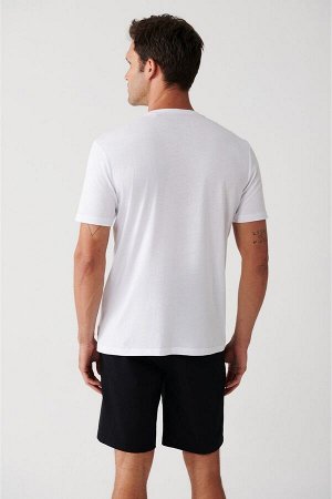 Мужская белая трикотажная футболка с круглым вырезом и инъекционным принтом A31y1044 A31Y1044