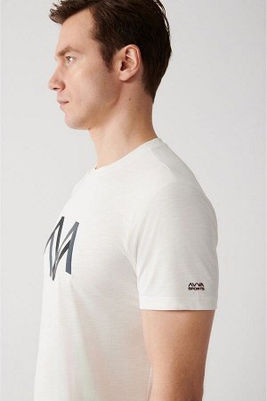 Мужская белая футболка с круглым вырезом и принтом пламени A31y1041 A31Y1041