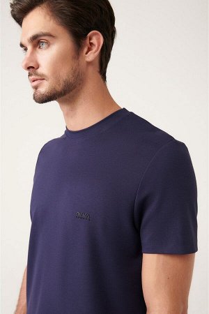 Темно-синяя облегающая футболка Basic Soft Touch с круглым вырезом A31Y1000