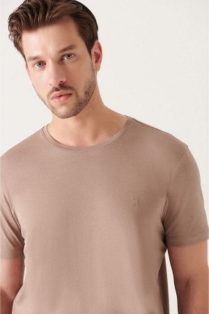 Легкая норковая ультрамягкая хлопковая базовая футболка с круглым вырезом E001171
