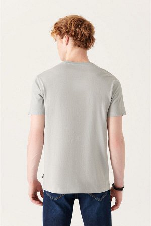 Серая базовая футболка с круглым вырезом из 100 % хлопка E001000