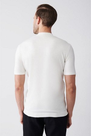 Мужская белая трикотажная футболка с высоким круглым вырезом на молнии A31y5121 A31Y5121