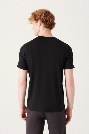 Черная базовая футболка с круглым вырезом из 100 % хлопка E001000
