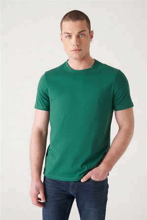 Зеленая базовая футболка из 100% хлопка с круглым вырезом E001000