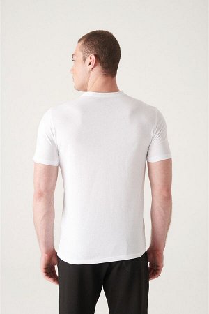 Белая базовая приталенная футболка с v-образным вырезом E001001