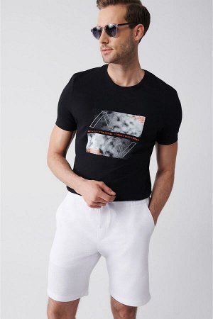 Мужская черная футболка оверсайз с круглым вырезом и принтом A31y1182 A31Y1182
