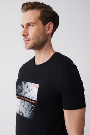 Мужская черная футболка оверсайз с круглым вырезом и принтом A31y1182 A31Y1182