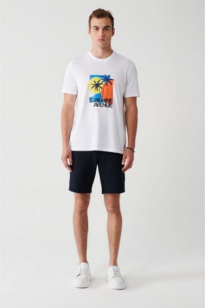 Мужская белая футболка с тропическим принтом A31y1046 A31Y1046