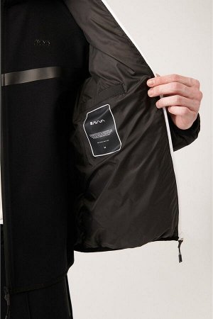 Водоотталкивающая ветрозащитная куртка с капюшоном из черного и белого волокна A31Y6007