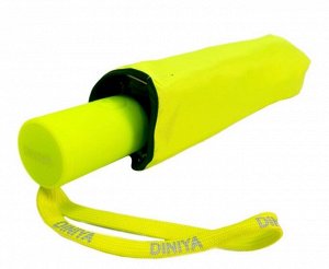 Зонт женский автомат однотонный (низ черный) цвет Неон (лимонный) (DINIYA)