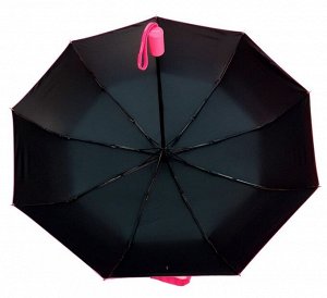 Зонт женский Автомат однотонный (низ черный) цвет Ярко-розовый (DINIYA)