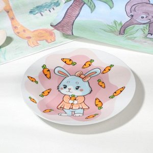 Набор детской посуды из керамики Доляна «Лапочка зайка», 3 предмета: кружка 230 мл, миска 400 мл, тарелка d=18 см