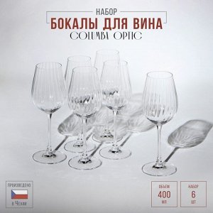 Набор бокалов для вина Columba Optic, стеклянный, 400 мл, 6 шт