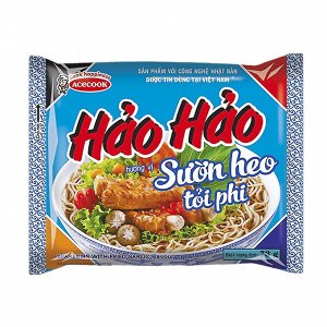 ACECOOK Лапша «HAO HAO» со вкусом свиных ребрышек и чеснока, 75 гр