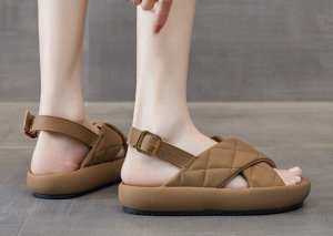 Женские сандалии "стеганные", цвет коричневый