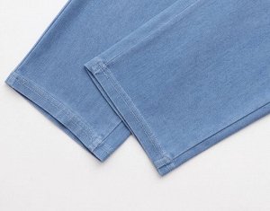Повседневные прямые брючки трикотажные под джинсу, синий