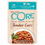 CORE TENDER CUTS паучи из курицы с лососем в виде нарезки в соусе для кошек 85 г
