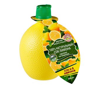 сок лимона EUROFOOD 100% натуральный 200 мл 1/12