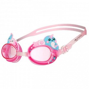 Очки для плавания детские «Нарвалы» + беруши, цвет розовый