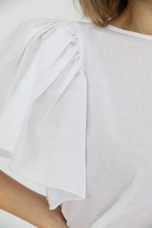 Блузка из хлопка с рукавами-крылышками, цвет белый