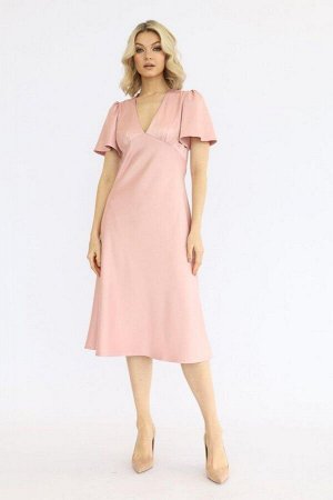 Платье миди с вырезом, цвет розовый