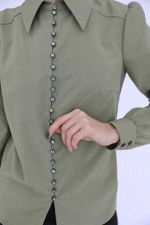 Блузка с навесными петлями, цвет оливковый